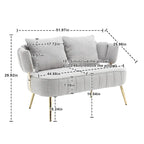 Modern Upholstered Armsofa Tufted Sofa with Metal Frame