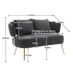 Modern Upholstered Armsofa Tufted Sofa with Metal Frame