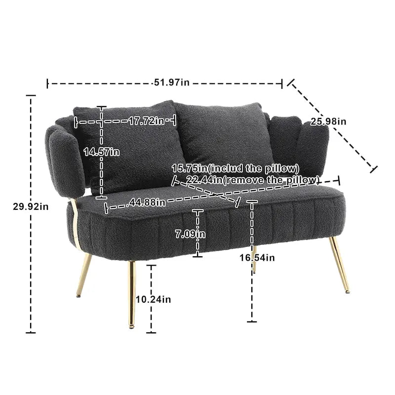 Modern Upholstered Armsofa Tufted Sofa with Metal Frame-41