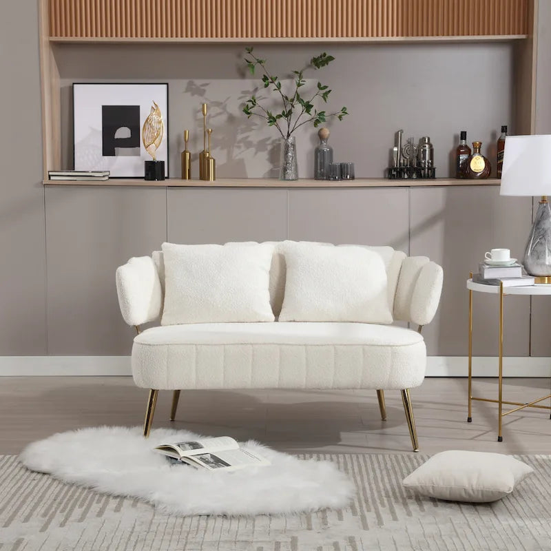 Modern Upholstered Armsofa Tufted Sofa with Metal Frame