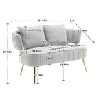Modern Upholstered Armsofa Tufted Sofa with Metal Frame