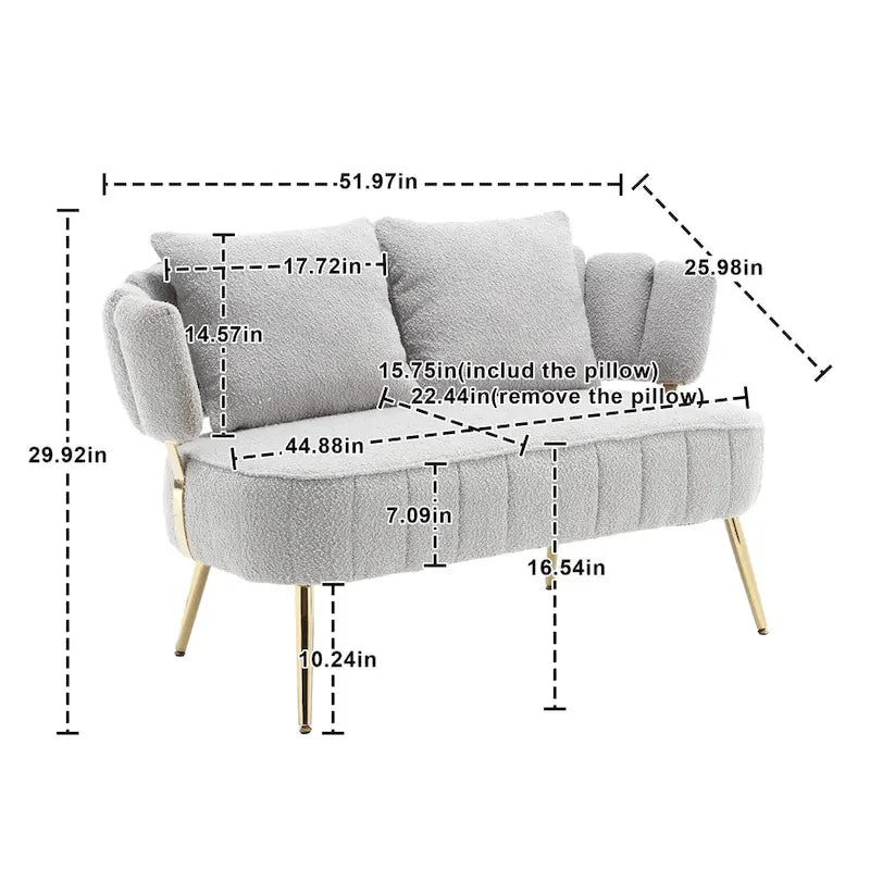 Modern Upholstered Armsofa Tufted Sofa with Metal Frame-19