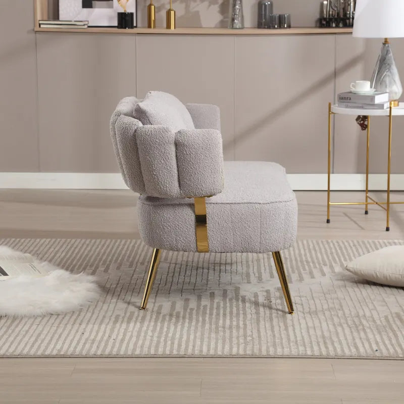 Modern Upholstered Armsofa Tufted Sofa with Metal Frame