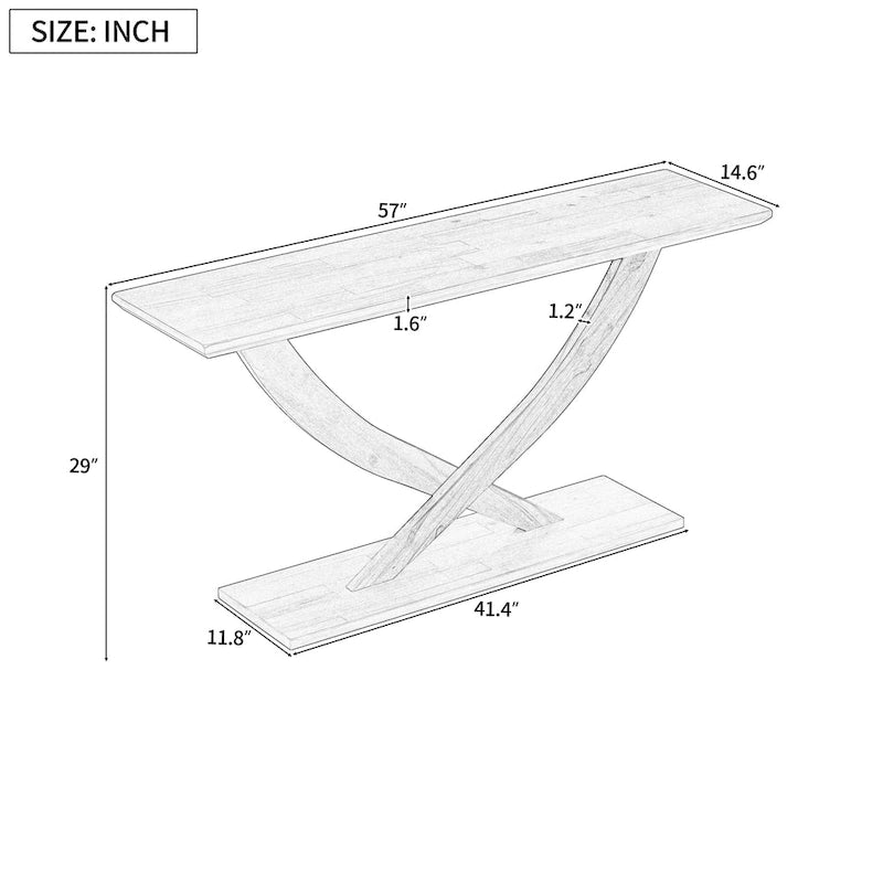 Rustic Console Table with Cross-Leg Design - 57 Inch-20