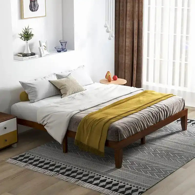 King Size 14 Wooden Bed Frame Mattress Platform Wood Slats
