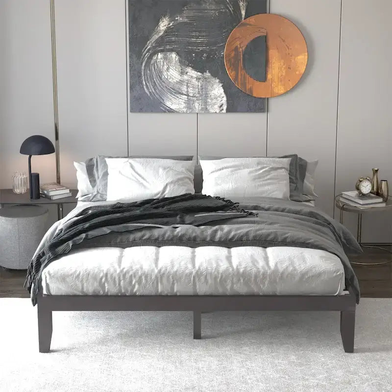 King Size 14 Wooden Bed Frame Mattress Platform Wood Slats