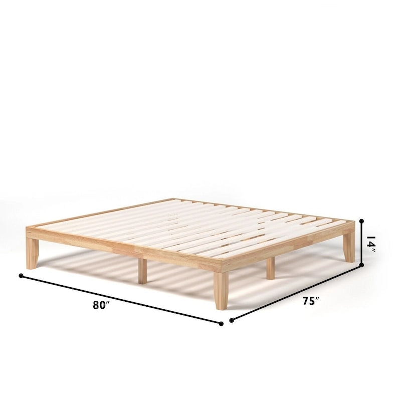 King Size 14 Wooden Bed Frame Mattress Platform Wood Slats