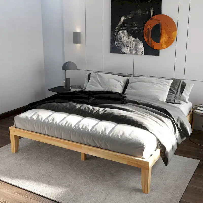 King Size 14 Wooden Bed Frame Mattress Platform Wood Slats