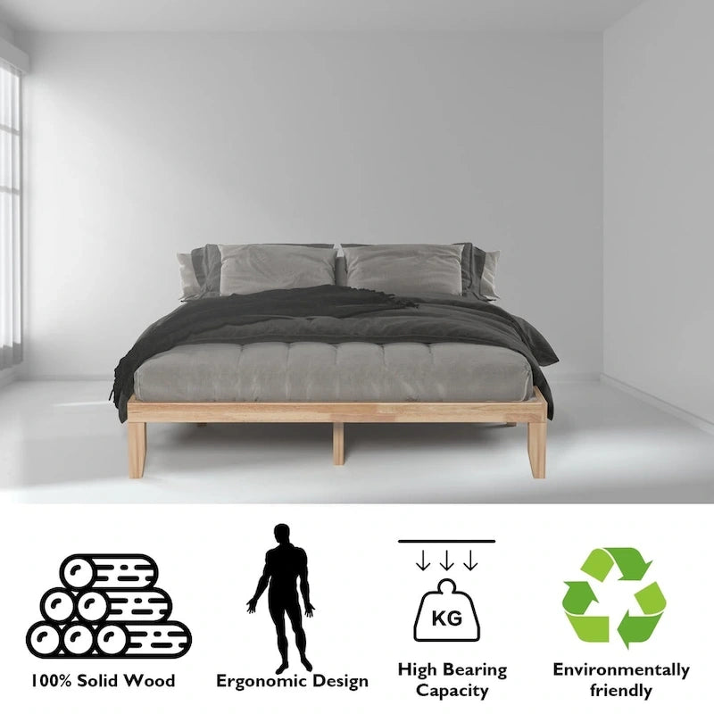 King Size 14 Wooden Bed Frame Mattress Platform Wood Slats
