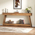 Vintage Brown 2-Tier Console Table - 70.87" Long Narrow Entryway Table