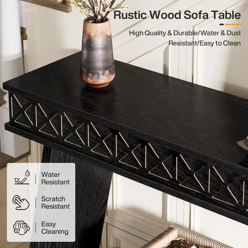 Vintage Brown 2-Tier Console Table - 70.87" Long Narrow Entryway Table