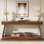 Vintage Brown 2-Tier Console Table - 70.87" Long Narrow Entryway Table