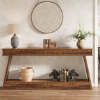 Vintage Brown 2-Tier Console Table - 70.87" Long Narrow Entryway Table