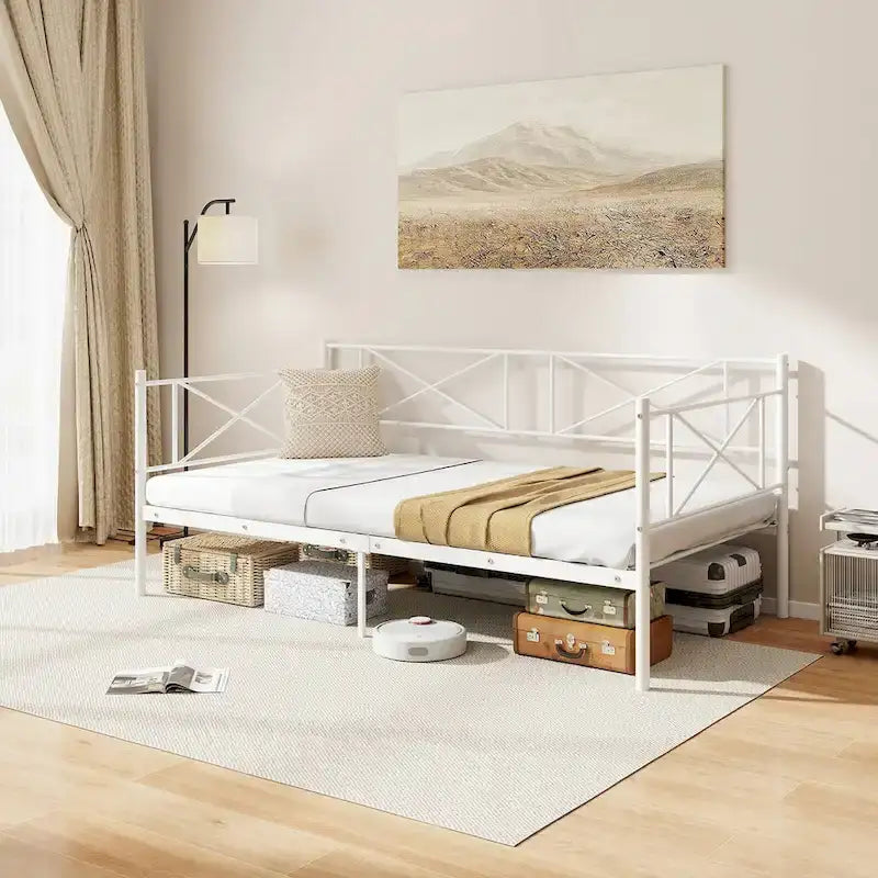 Twin Size Metal Daybed Modern Platform Bed w/ Heavy-duty Metal