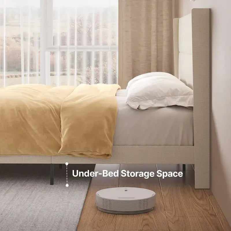 Twin/Full/Queen/King Bed Frame with Wingback Headboard, Upholstered Platform Bed-7