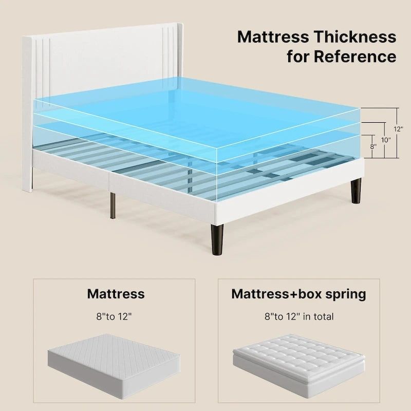 Twin/Full/Queen/King Bed Frame with Wingback Headboard, Upholstered Platform Bed-26