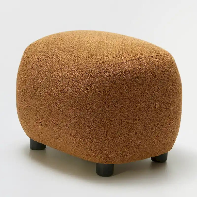 Beige Boucle Round Ottoman Footstool 23" Wide-8