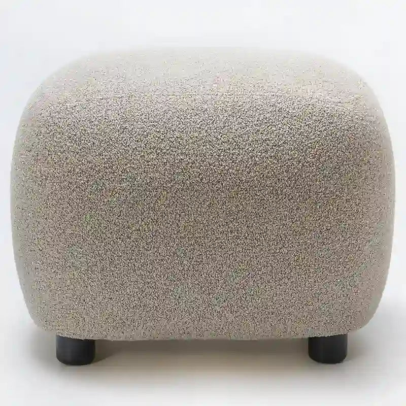 Beige Boucle Round Ottoman Footstool 23" Wide-17