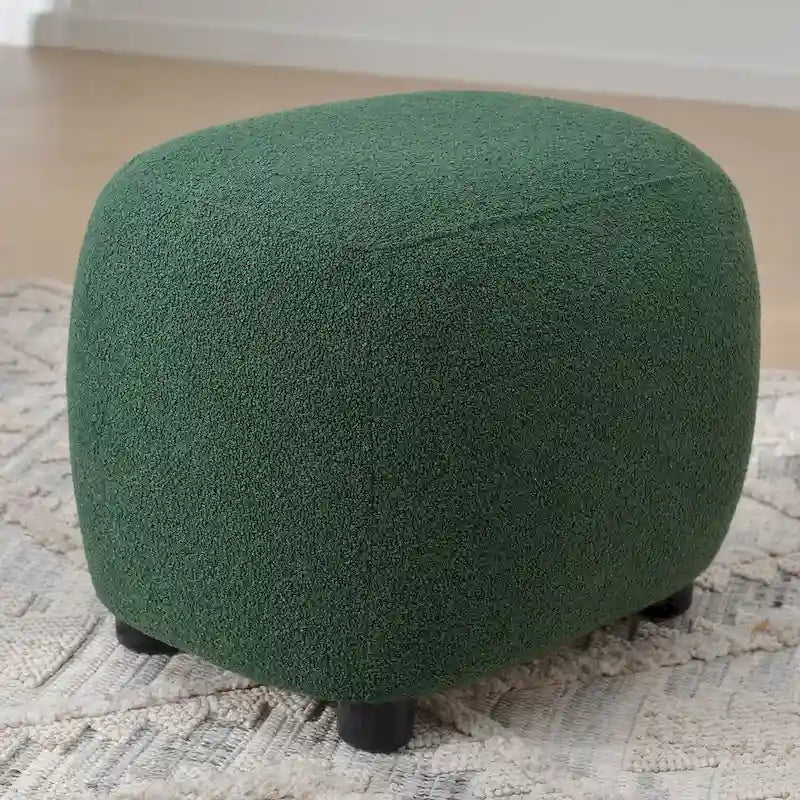 Beige Boucle Round Ottoman Footstool 23" Wide-23