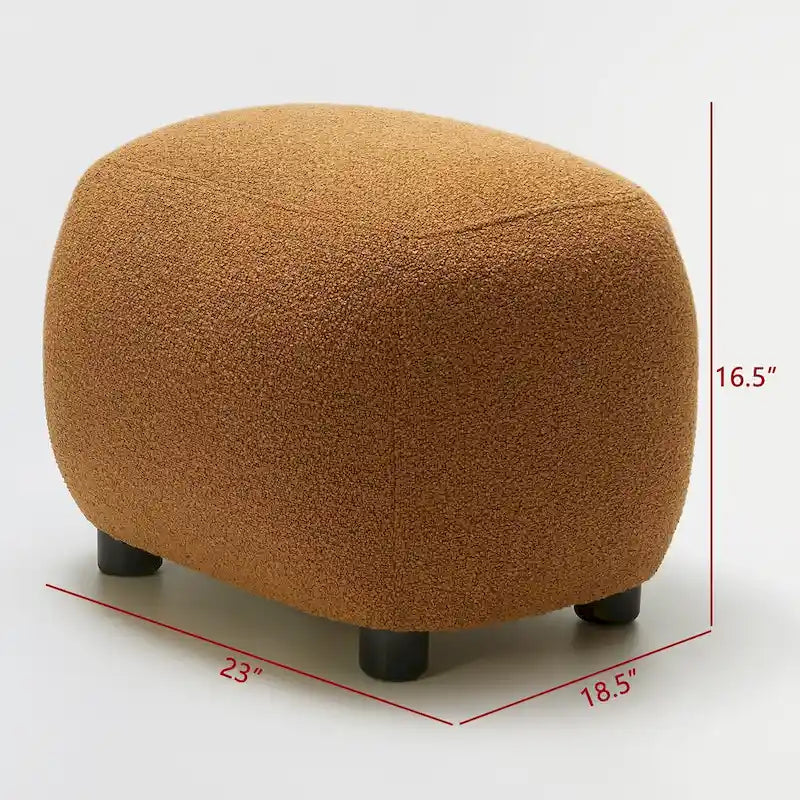 Beige Boucle Round Ottoman Footstool 23" Wide-31