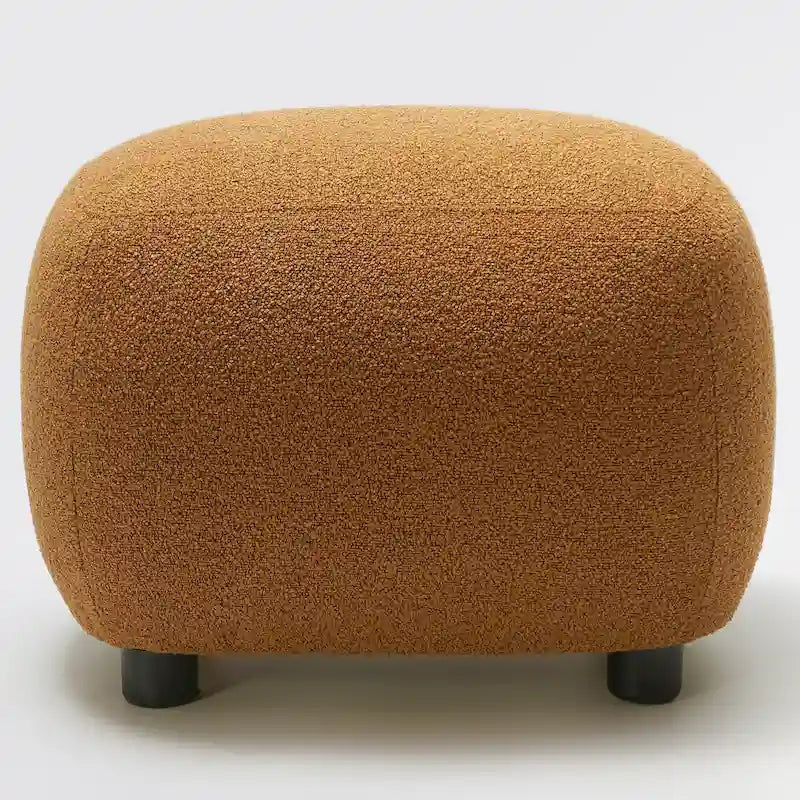 Beige Boucle Round Ottoman Footstool 23" Wide-32