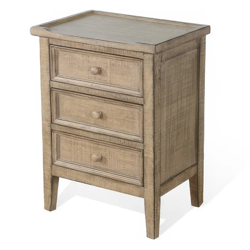 Distressed Brown End Table with 3 Drawers-5
