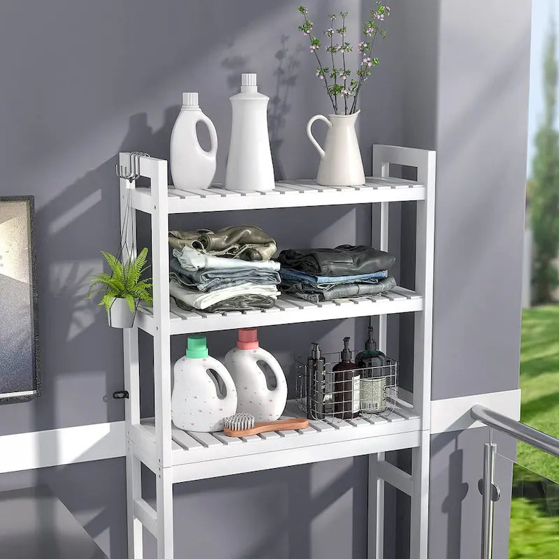 Over The Toilet Storage Shelf, Bamboo 3-Tier Above Toilet Storage Rack with 3 Hooks-21