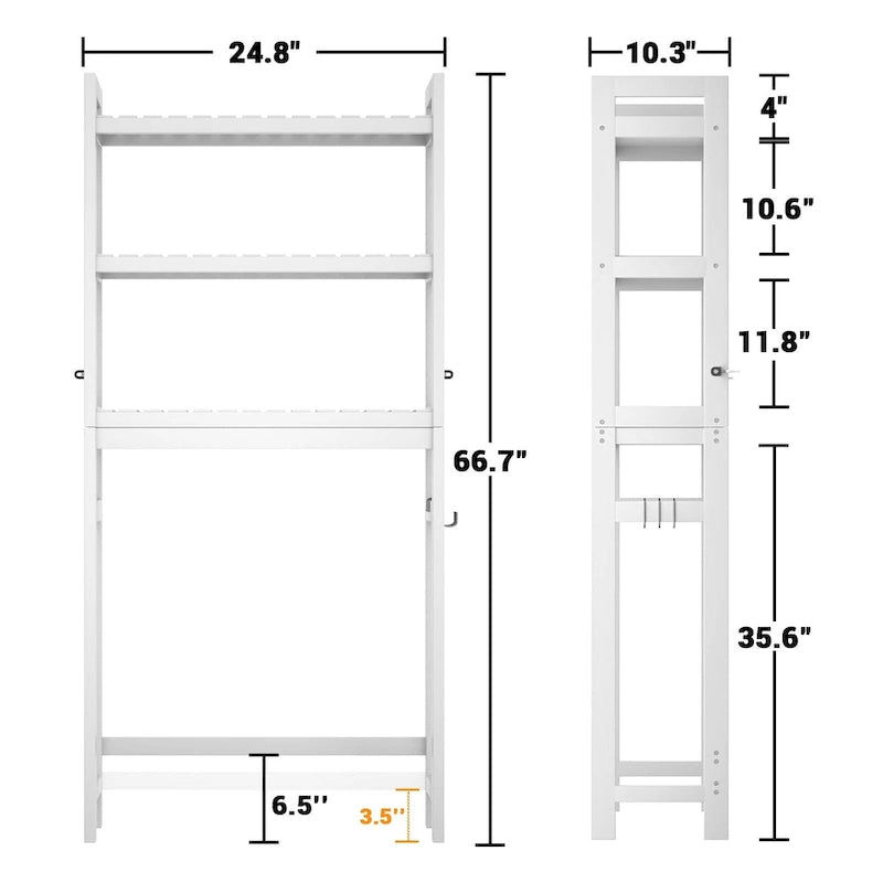 Over The Toilet Storage Shelf, Bamboo 3-Tier Above Toilet Storage Rack with 3 Hooks-22