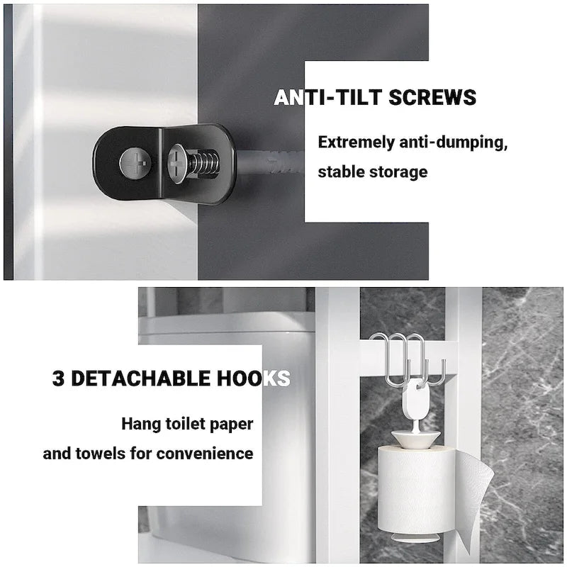 Over The Toilet Storage Shelf, Bamboo 3-Tier Above Toilet Storage Rack with 3 Hooks-23