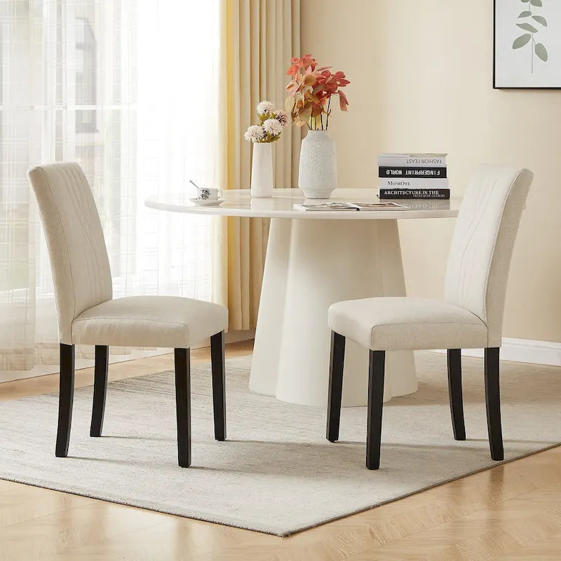 Upholstered Dining Chairs Set of 6 Modern Fabric and High Back & Solid Wood Legs, Parson Dining Chairs (Set of 6)-3
