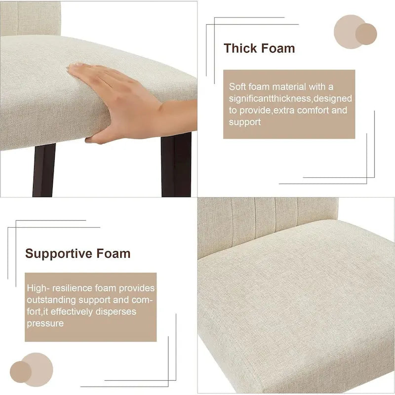 Upholstered Dining Chairs Set of 6 Modern Fabric and High Back & Solid Wood Legs, Parson Dining Chairs (Set of 6)-5