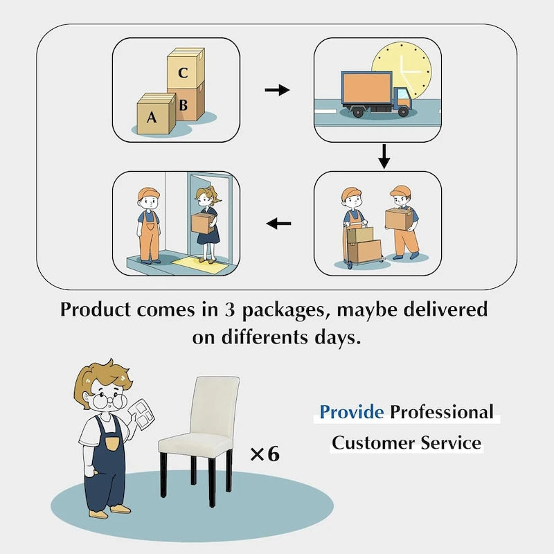 Upholstered Dining Chairs Set of 6 Modern Fabric and High Back & Solid Wood Legs, Parson Dining Chairs (Set of 6)-7