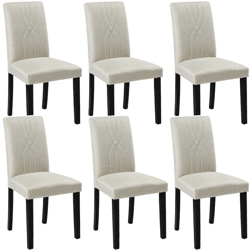 Upholstered Dining Chairs Set of 6 Modern Fabric and High Back & Solid Wood Legs, Parson Dining Chairs (Set of 6)-22