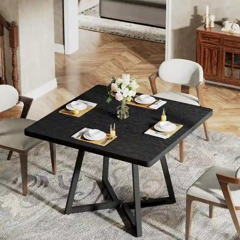 Industrial Dinner Table with Metal Base-19