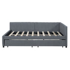 Gray Full Size Upholstered Daybed with Two Storage Drawers