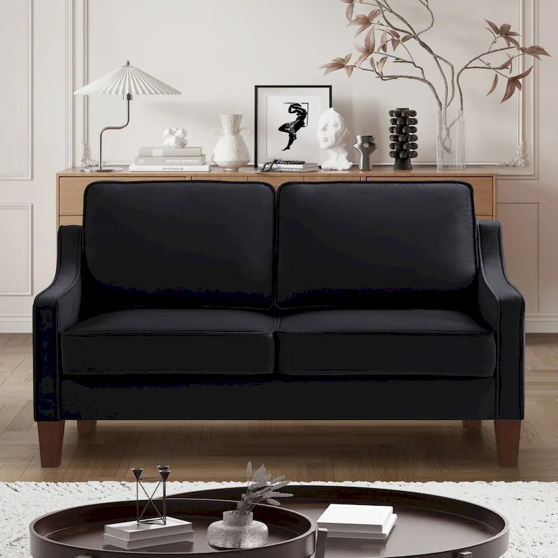 Modern Velvet Loveseat Sofa with Wooden Legs - 29.00 x 51.50 x 34.25-13