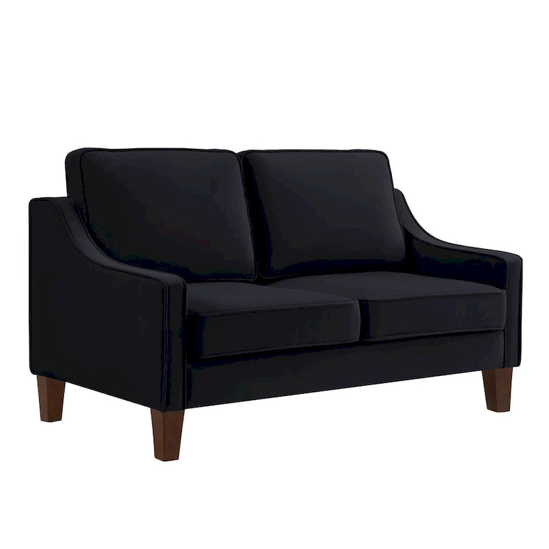 Modern Velvet Loveseat Sofa with Wooden Legs - 29.00 x 51.50 x 34.25-4