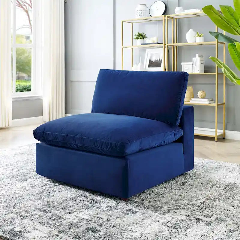Performance Velvet Armless Chair - Down Filled-36