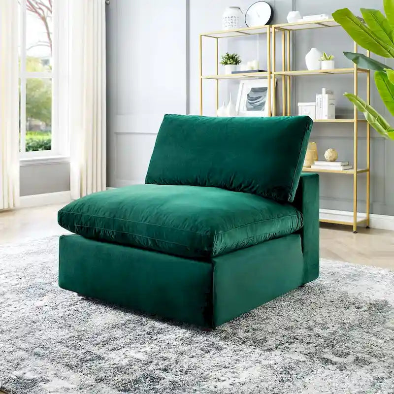 Performance Velvet Armless Chair - Down Filled-3