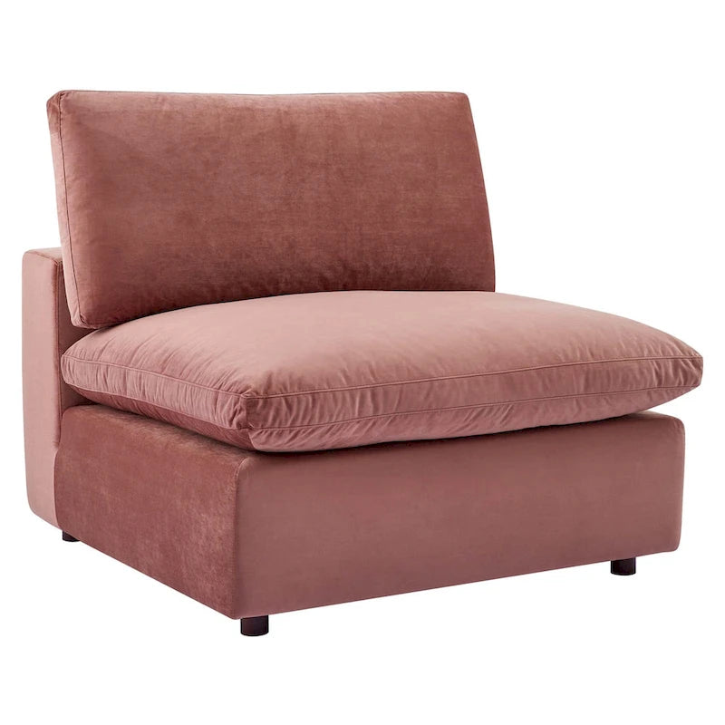 Performance Velvet Armless Chair - Down Filled