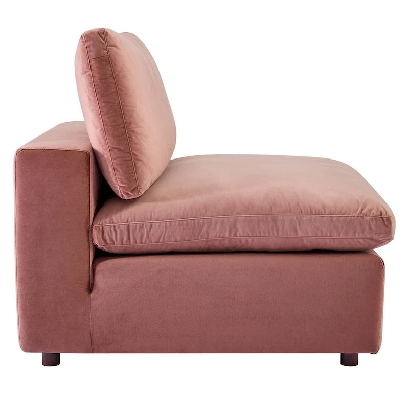 Performance Velvet Armless Chair - Down Filled