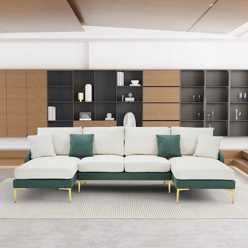 Gray U-Shape Sectional Sofa with Double Chaise - 4 Seat-5