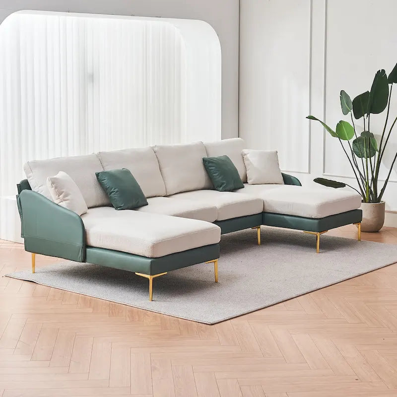 Gray U-Shape Sectional Sofa with Double Chaise - 4 Seat-7