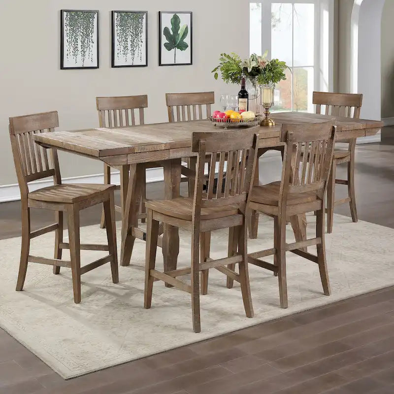 Driftwood Counter Height Dining Set for 4-8 People
