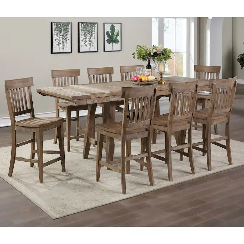 Driftwood Counter Height Dining Set for 4-8 People