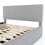Upholstered Platform Bed with 4 Drawers and Golden Edge