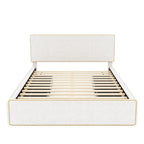 Upholstered Platform Bed with 4 Drawers and Golden Edge