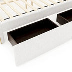 Upholstered Platform Bed with 4 Drawers and Golden Edge