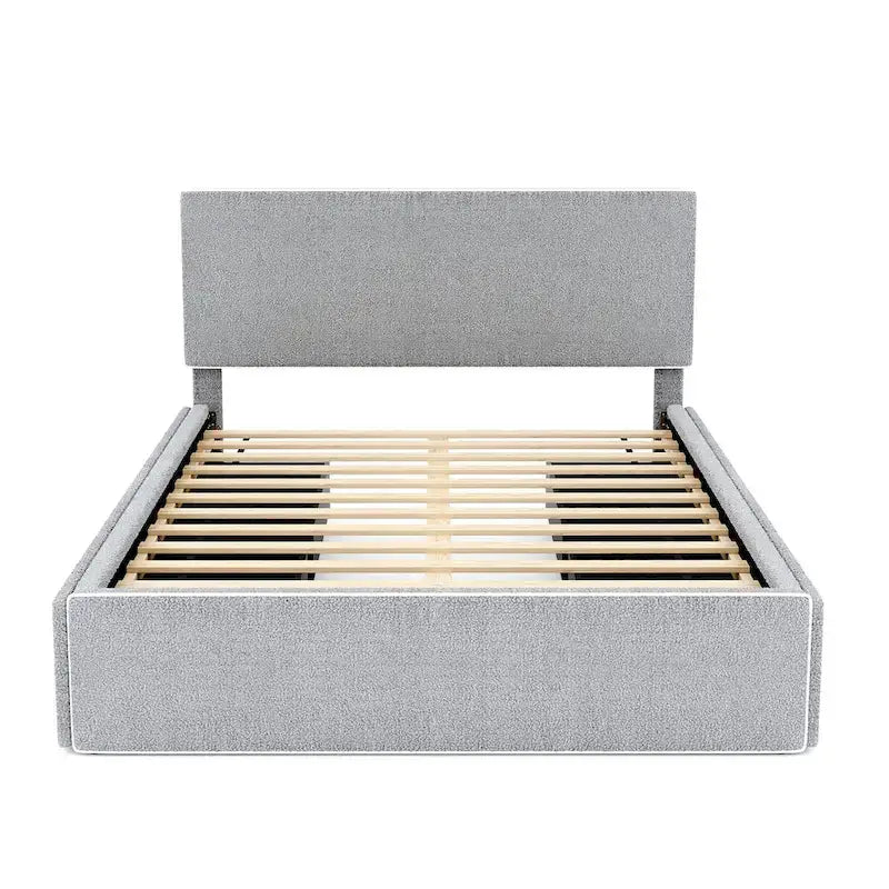 Upholstered Platform Bed with 4 Drawers and Golden Edge