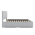 Upholstered Platform Bed with 4 Drawers and Golden Edge